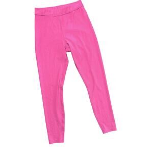 ALO YOGA Womens Small Pink Raspberry Sorbet Ribbed Blissful Cropped Leggings